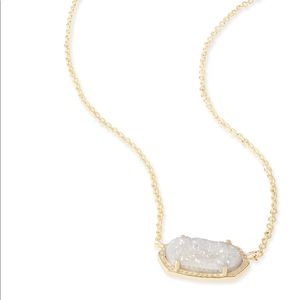 KS Elisa Gold Pendant in white Iridescent Drusy